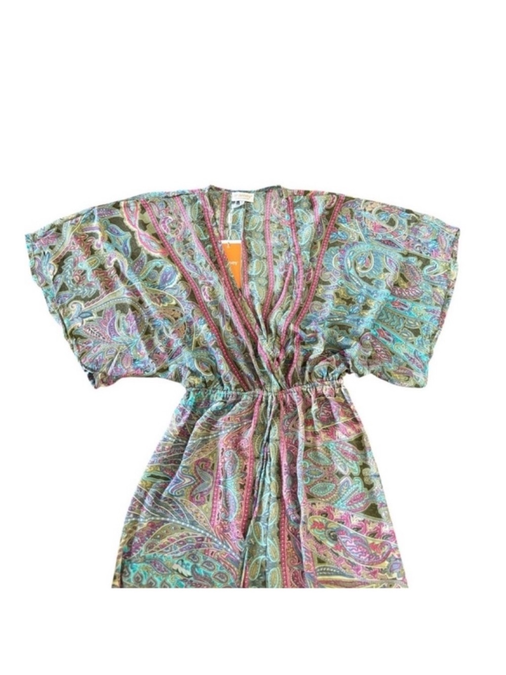 Mumey NWT silky long deep V beach cover up dress kaftan resort wear medium - Picture 10 of 16